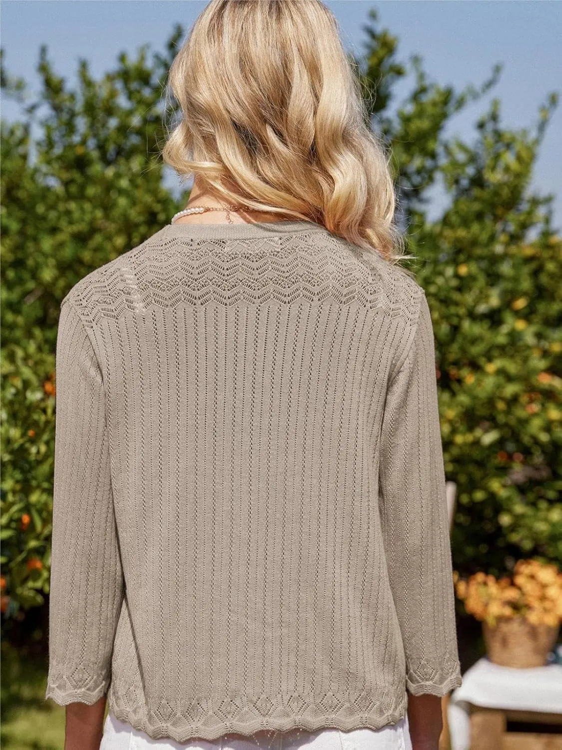 GRACE KARIN Women's 3/4 Sleeve Cropped Cardigan Elegant Open Front Sweater Cardigan Lightweight Bolero Shrug S-2XL