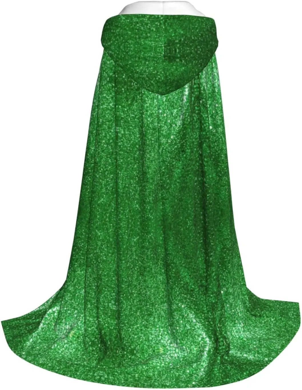 Green Sequin Sparkle Hooded Cloak Coat Winter Warm Long Cloak Cosplay Costumes Outerwear Carnivals Hoodies Capes