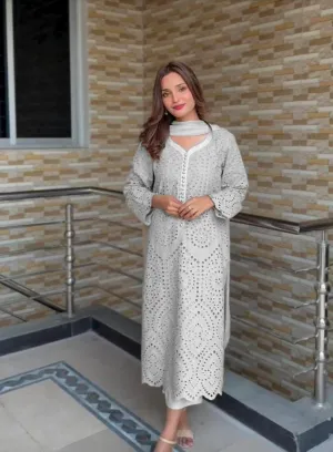 Grey Chikankari Hakuba Designer Ready-to-Wear Suits (Premium)