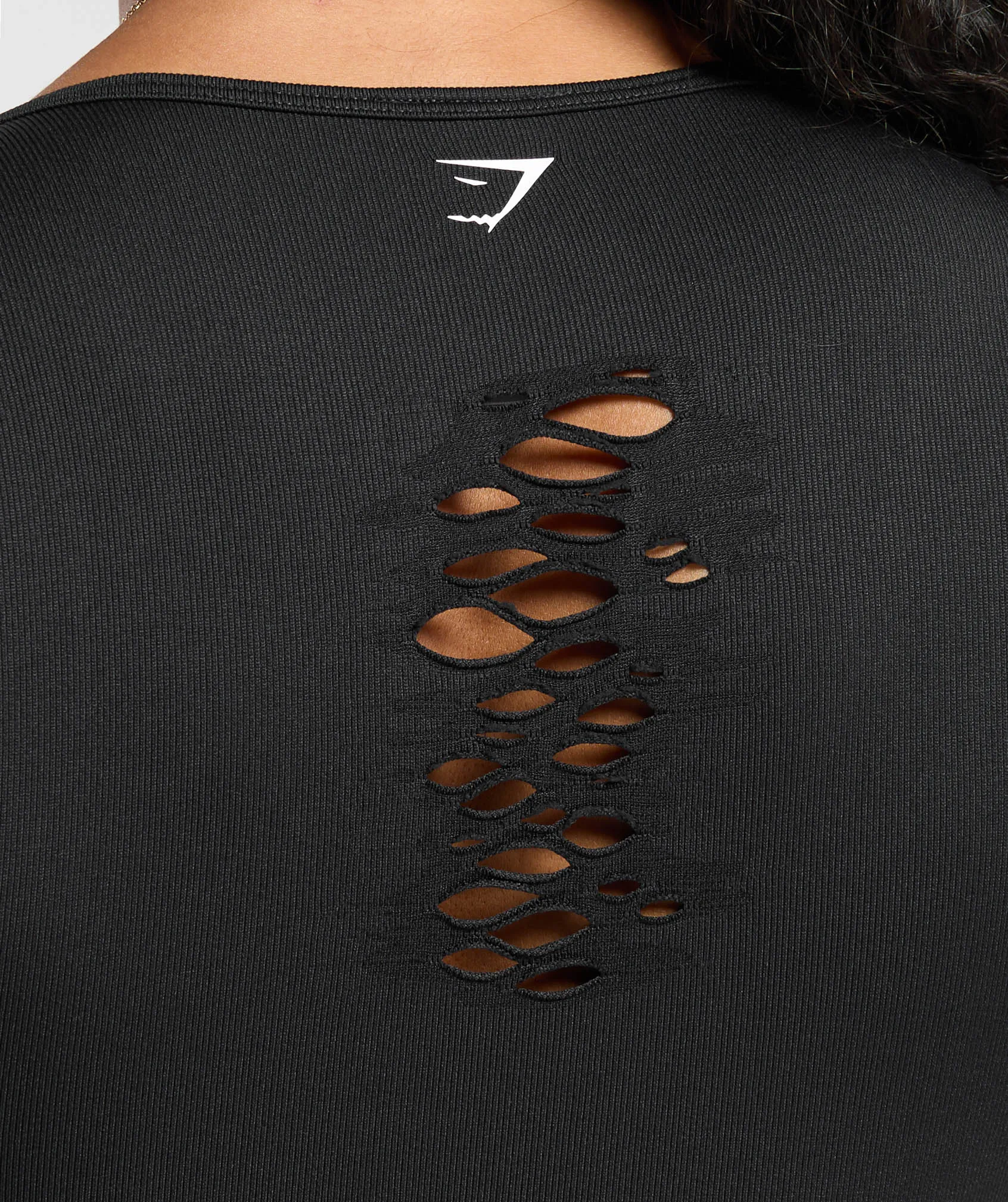 Gymshark Gains Seamless Distressed Super Crop Top - Black