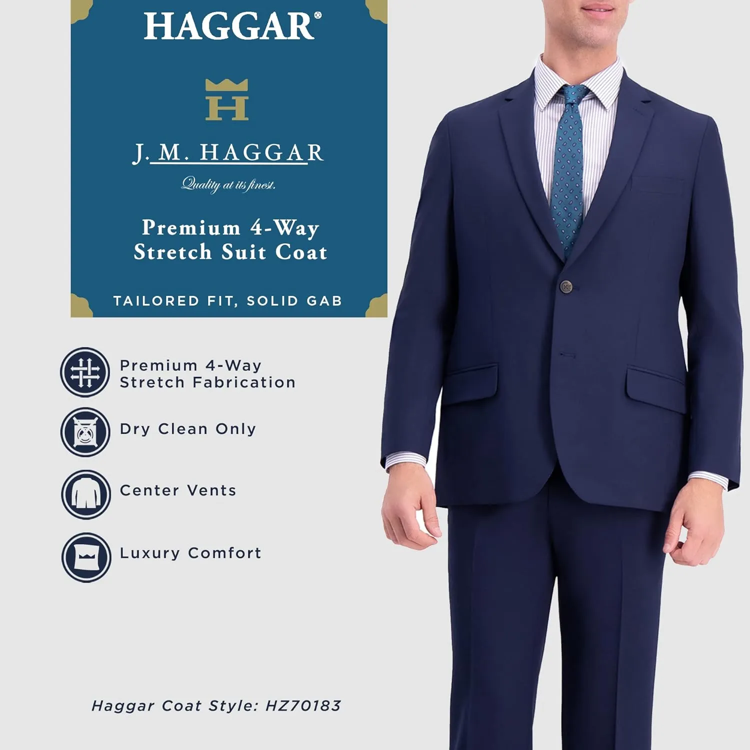 Haggar Men's Premium Stretch Tailored Straight Fit Suit Separate Jackets
