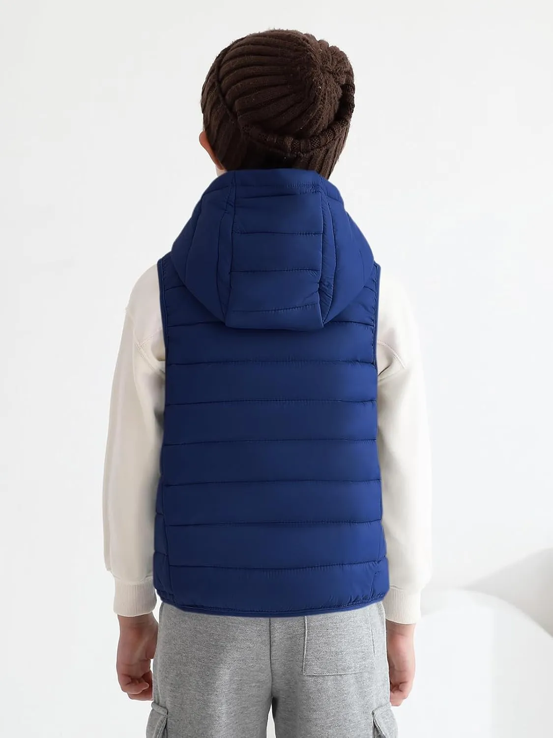 Haloumoning Boys Puffer Vest Kids Sleeveless Lightweight Puffy Down Jacket with Hood 4-14 Years