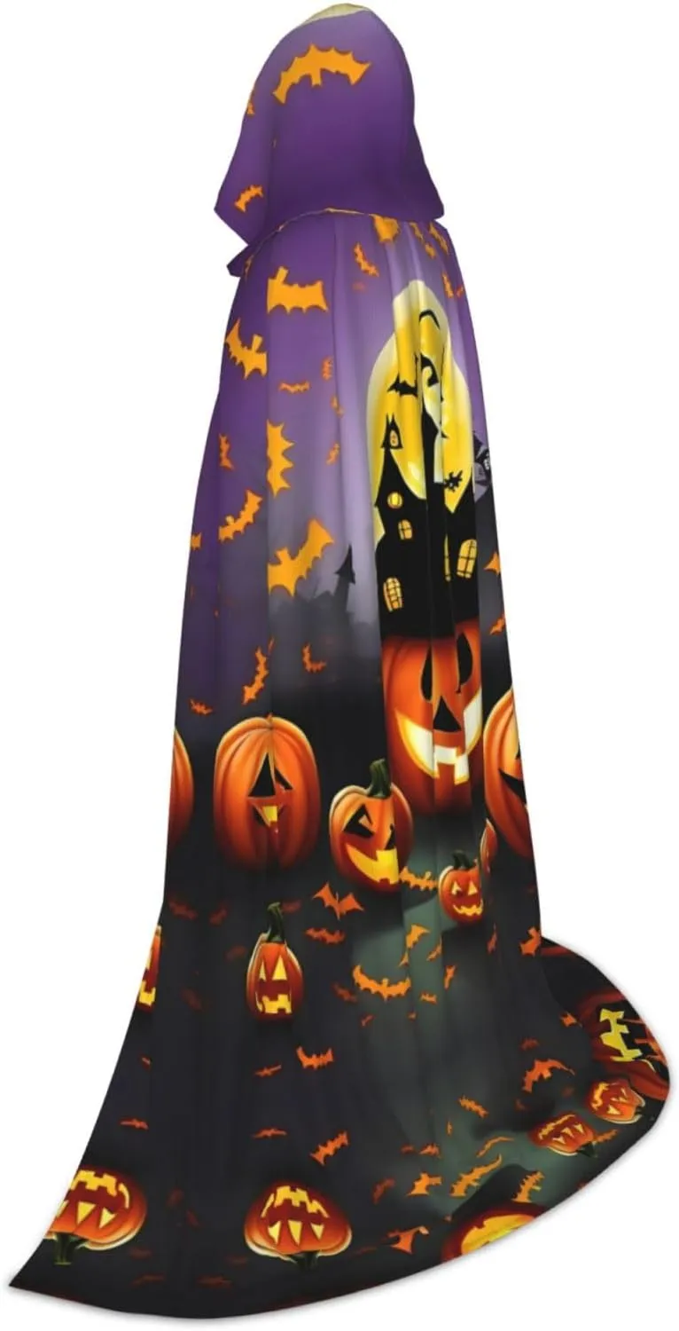 Happy-Halloween-Day Hooded Cloak Coat Winter Warm Long Cloak Cosplay Costumes Outerwear Carnivals Hoodies Capes