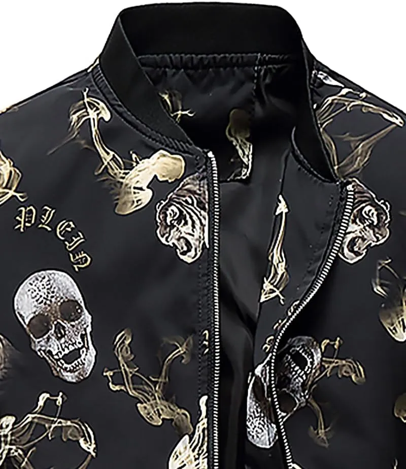 HENGAO Men's Stylish Floral Bomber Jacket