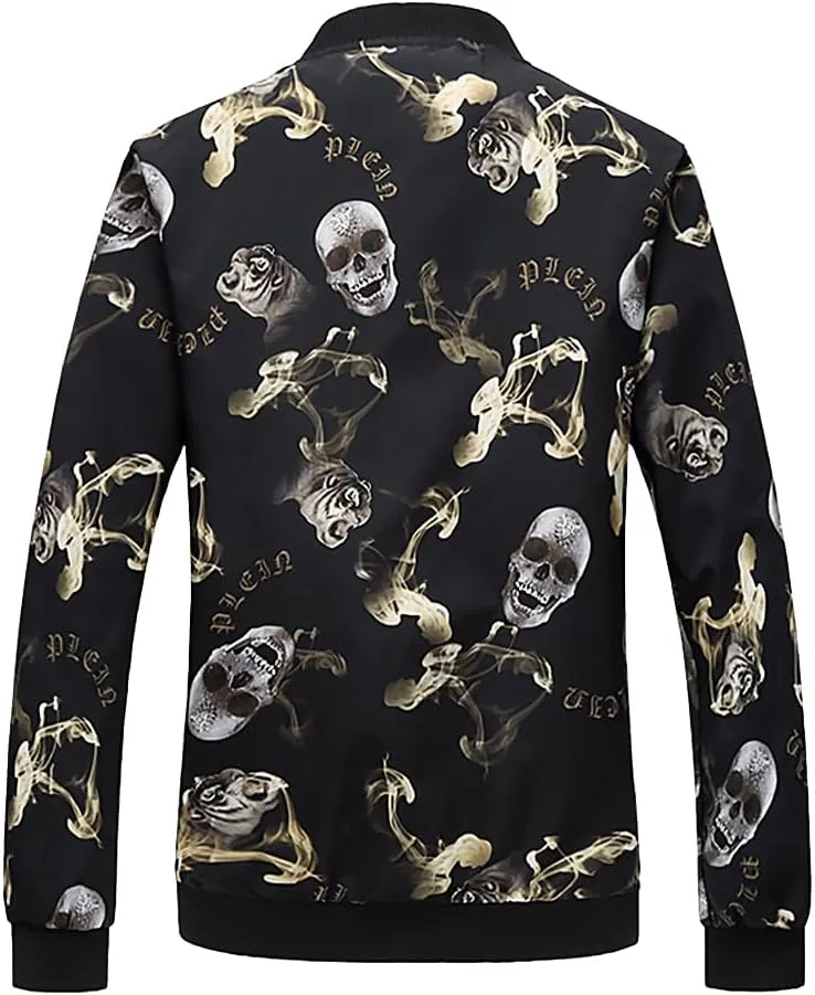 HENGAO Men's Stylish Floral Bomber Jacket