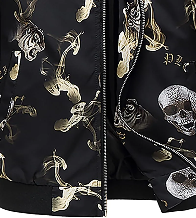 HENGAO Men's Stylish Floral Bomber Jacket