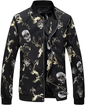 HENGAO Men's Stylish Floral Bomber Jacket
