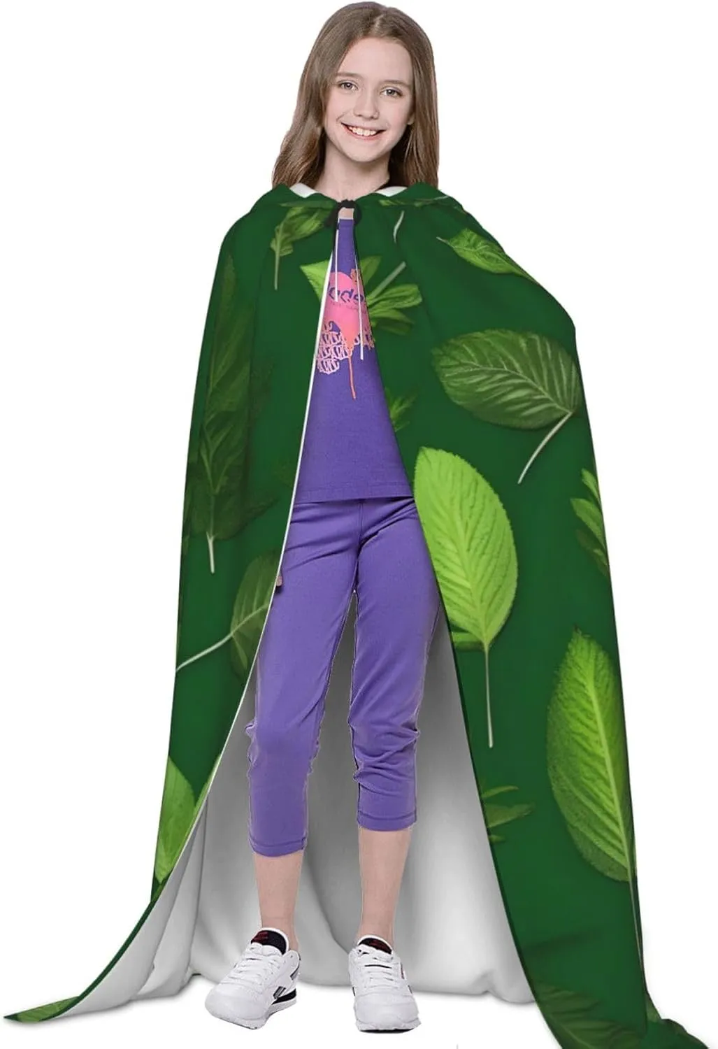 Herb Plant Leaves Hooded Cloak Coat Winter Warm Long Cloak Cosplay Costumes Outerwear Carnivals Hoodies Capes