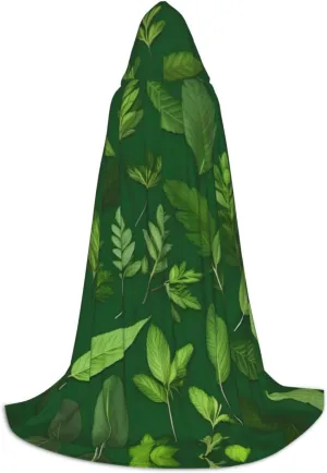 Herb Plant Leaves Hooded Cloak Coat Winter Warm Long Cloak Cosplay Costumes Outerwear Carnivals Hoodies Capes