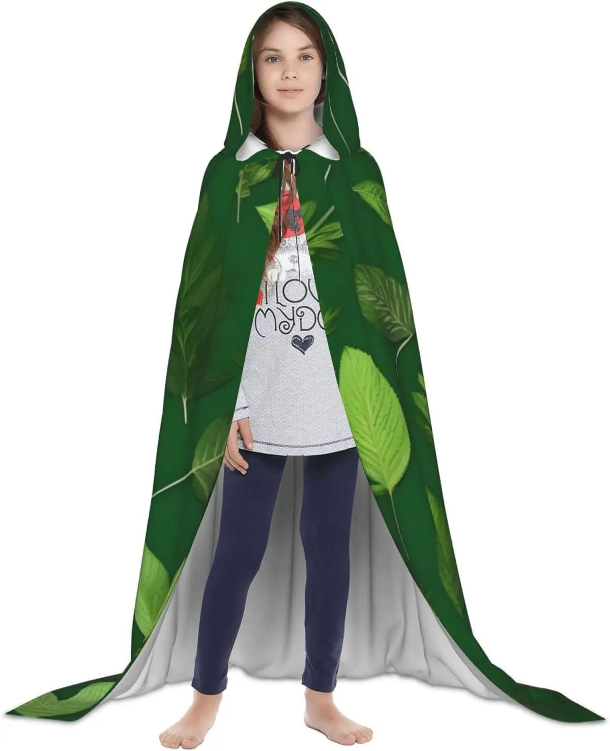 Herb Plant Leaves Hooded Cloak Coat Winter Warm Long Cloak Cosplay Costumes Outerwear Carnivals Hoodies Capes