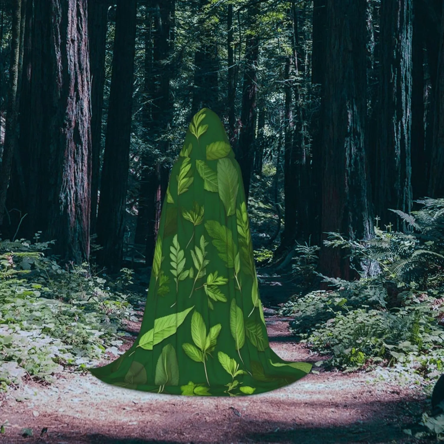 Herb Plant Leaves Hooded Cloak Coat Winter Warm Long Cloak Cosplay Costumes Outerwear Carnivals Hoodies Capes