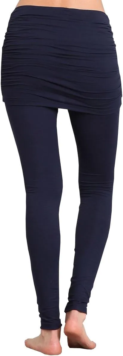 HEYHUN Womens Athleisure Ultra Soft Knit Foldover Ruched Skirted Yoga Leggings S-XL