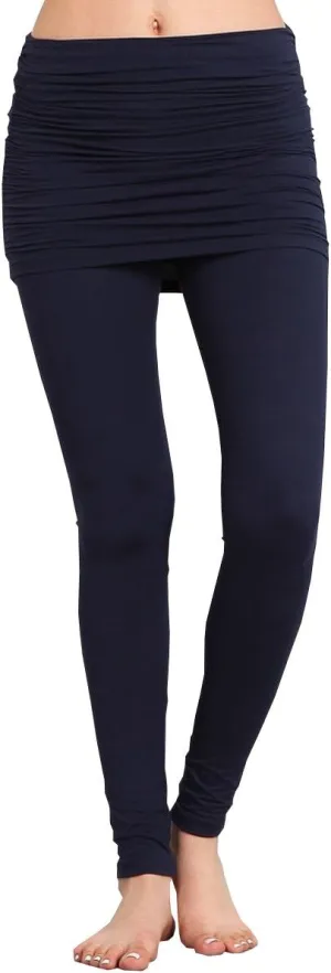 HEYHUN Womens Athleisure Ultra Soft Knit Foldover Ruched Skirted Yoga Leggings S-XL
