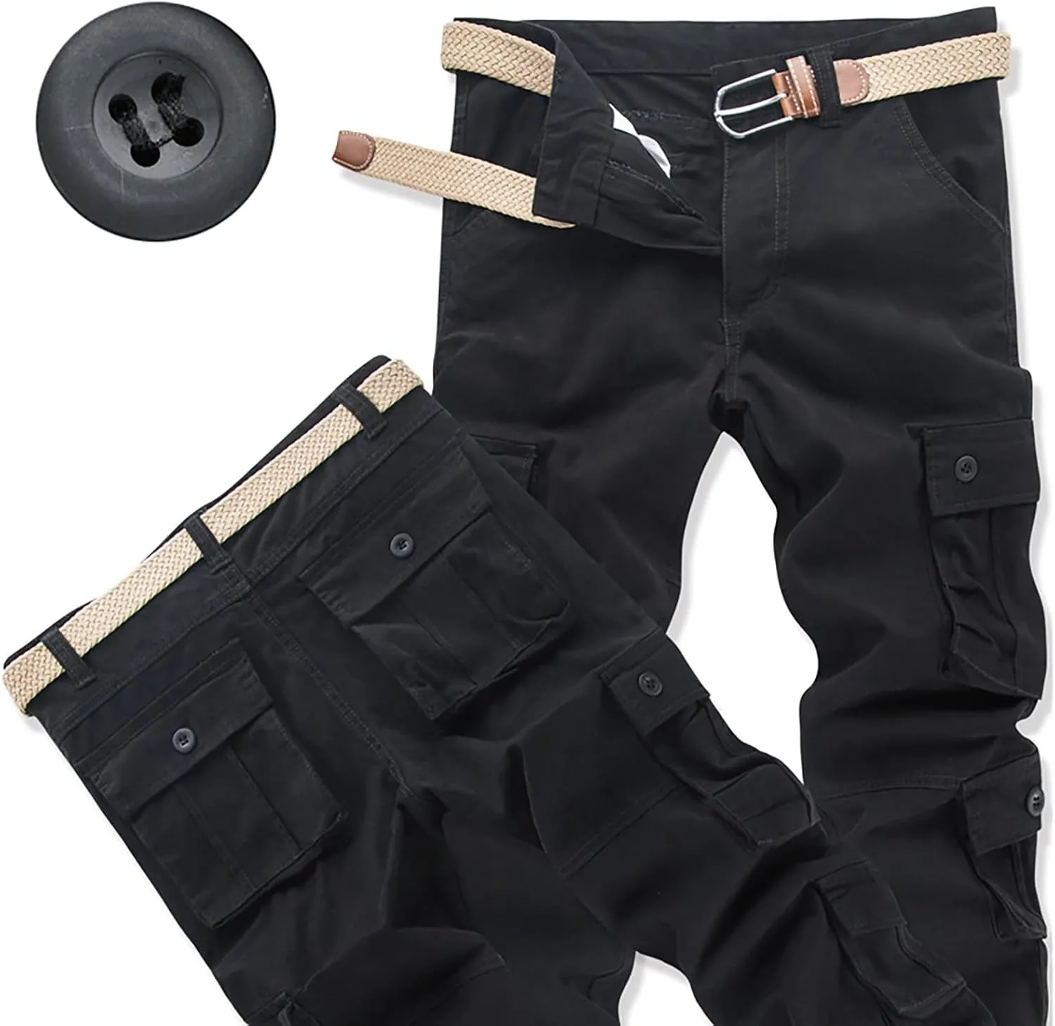 Hiking Drawstring Pants with Multi Pockets Wear Trousers Work Pants 6 Full Men's Cargo Cargo Pocket Outdoor Apparel