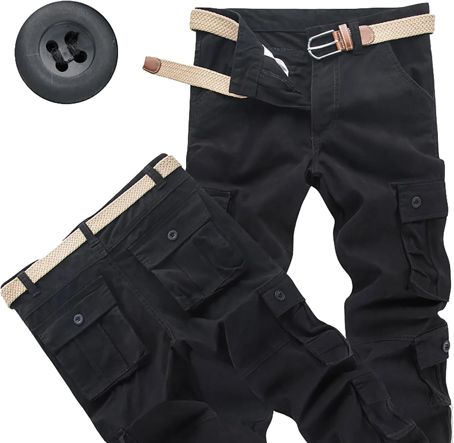 Hiking Drawstring Pants with Multi Pockets Wear Trousers Work Pants 6 Full Men's Cargo Cargo Pocket Outdoor Apparel
