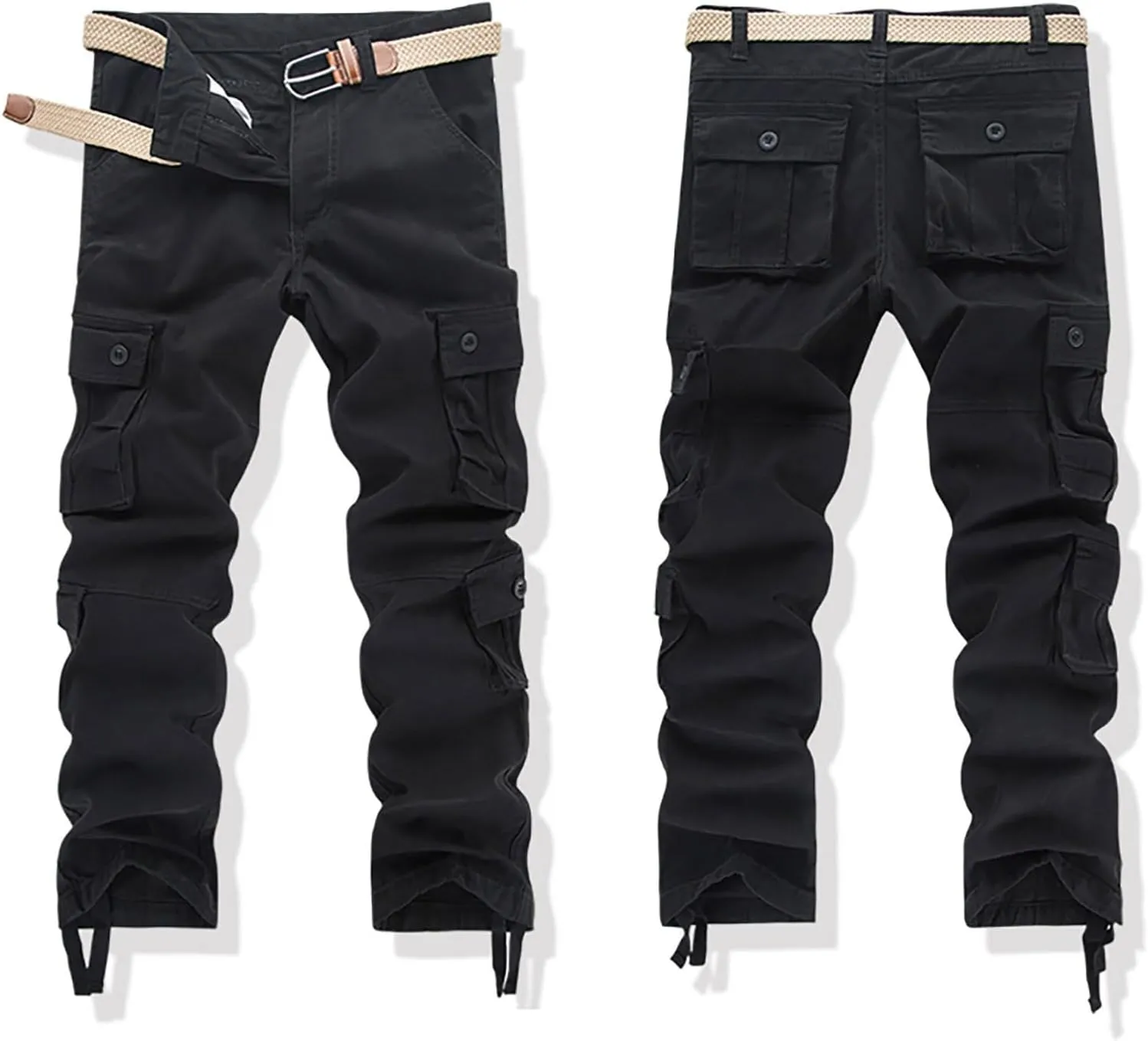 Hiking Drawstring Pants with Multi Pockets Wear Trousers Work Pants 6 Full Men's Cargo Cargo Pocket Outdoor Apparel