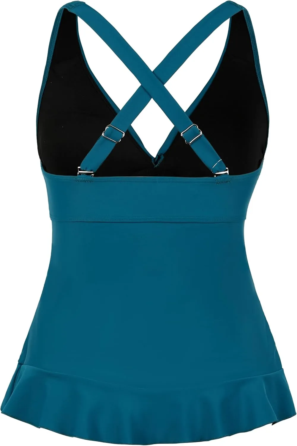 Hilor Women's Underwire Tankini Tops Tummy Control Swimsuits Crossover V Neck Swim Tops with Ruffle Hem