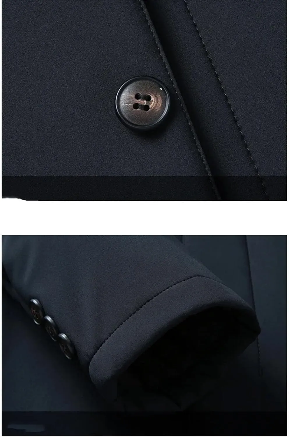 Hndudnff Men's Lapel Thin Padded Cotton Jacket Solid Medium Length Outerwear with Pocket Coat