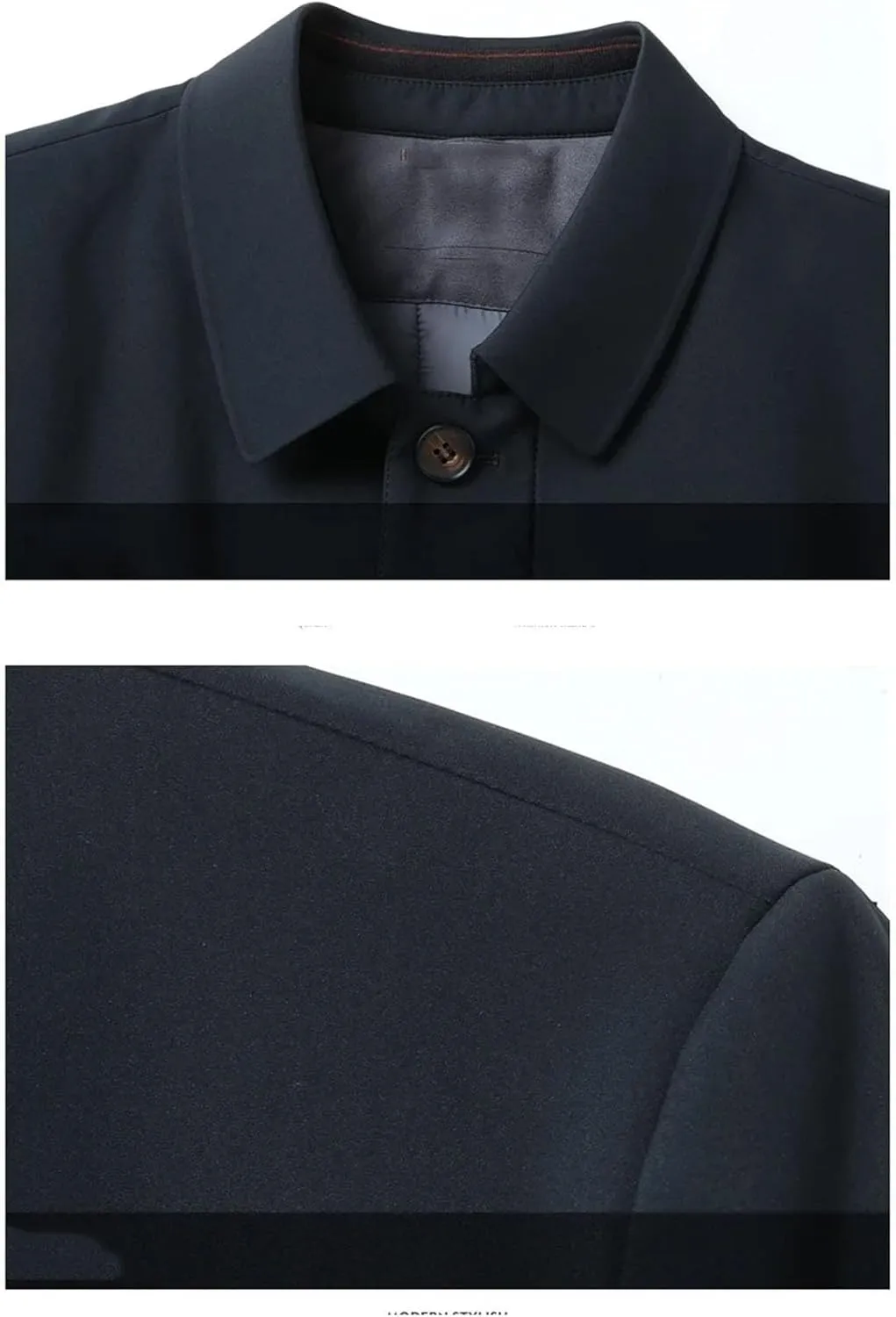 Hndudnff Men's Lapel Thin Padded Cotton Jacket Solid Medium Length Outerwear with Pocket Coat