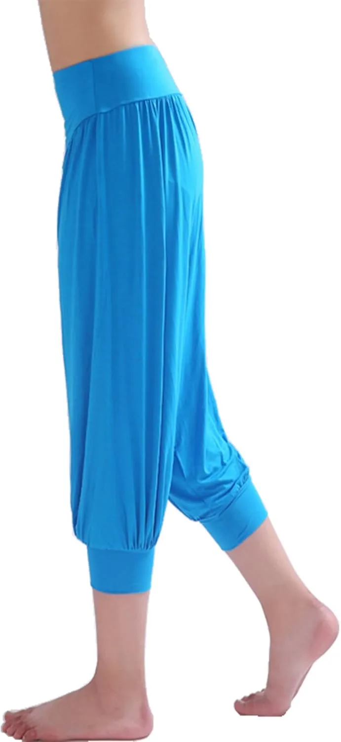 Hoerev Women Super Soft Modal Spandex Harem Yoga Pilates Capri Pants Lounge Pant