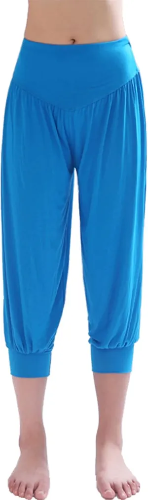 Hoerev Women Super Soft Modal Spandex Harem Yoga Pilates Capri Pants Lounge Pant