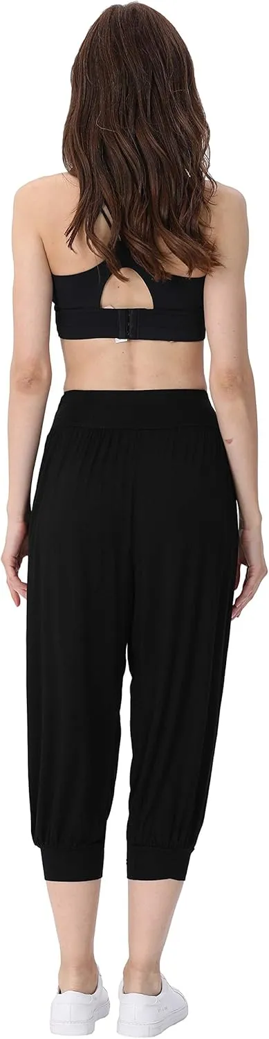 Hoerev Women Super Soft Modal Spandex Harem Yoga Pilates Capri Pants Lounge Pant