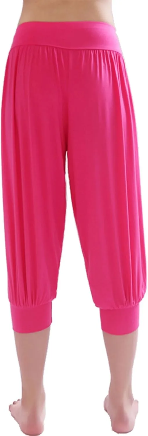 Hoerev Women Super Soft Modal Spandex Harem Yoga Pilates Capri Pants Lounge Pant