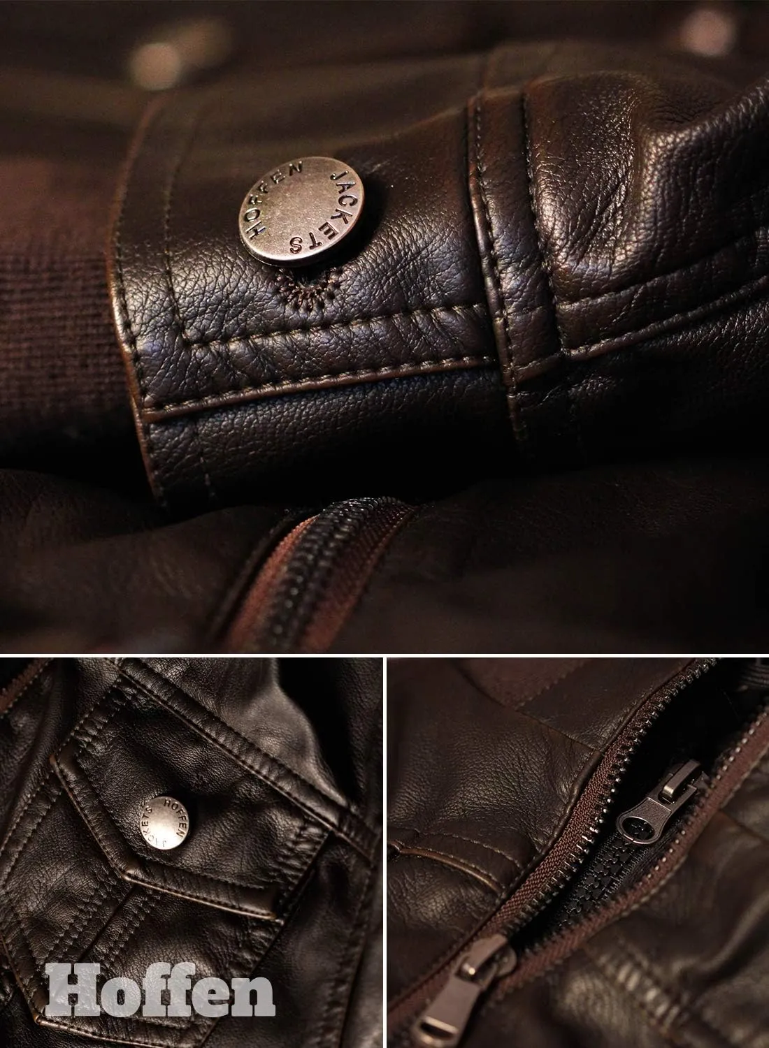Hoffen Premium Vegan Leather Jacket for Women with Detachable Hood - Seitig Model