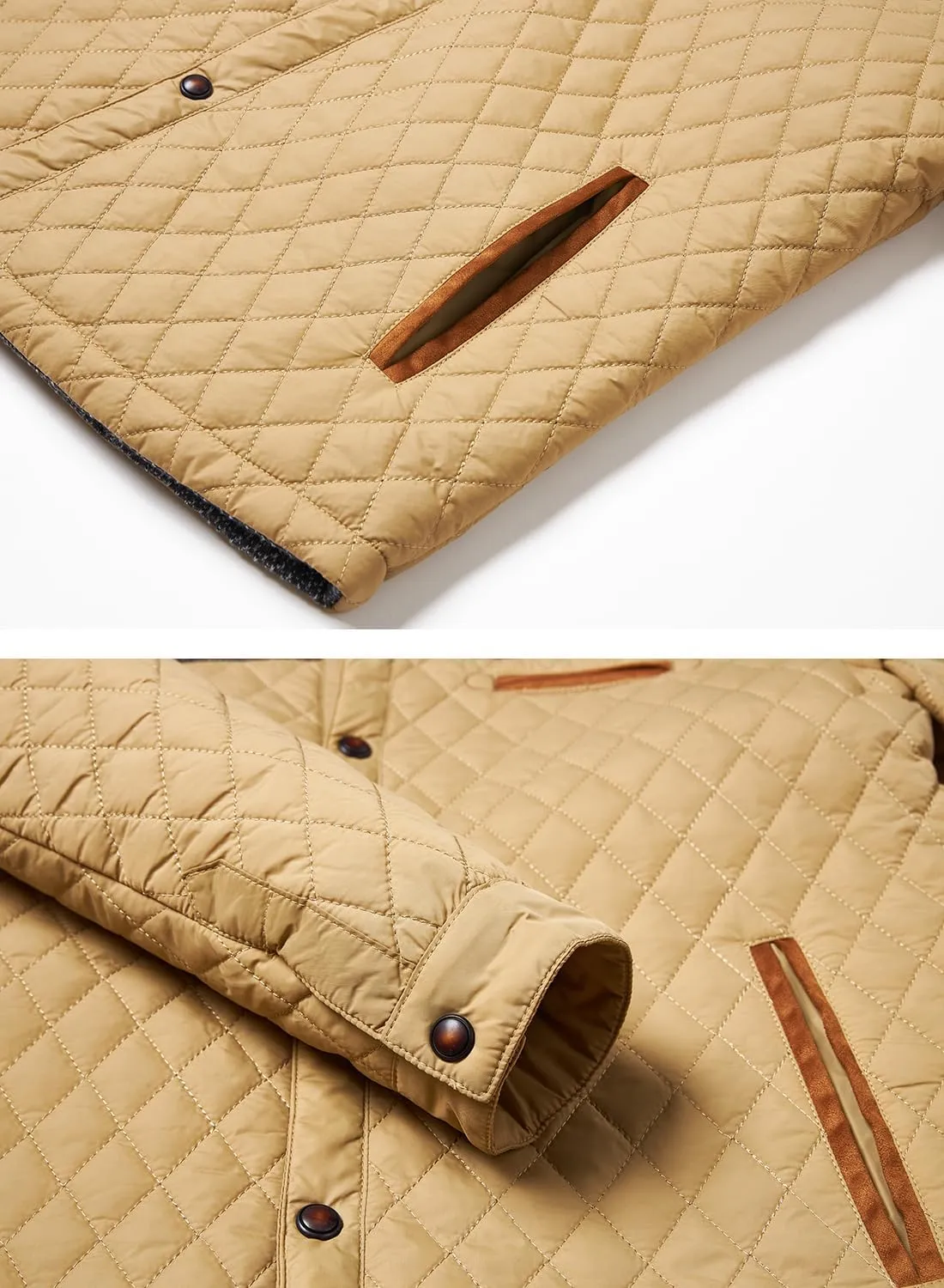 HOOD CREW Mens Quilted Down Jacket Autumn Winter Coat Lightweight Business Causal Shirt Jacket