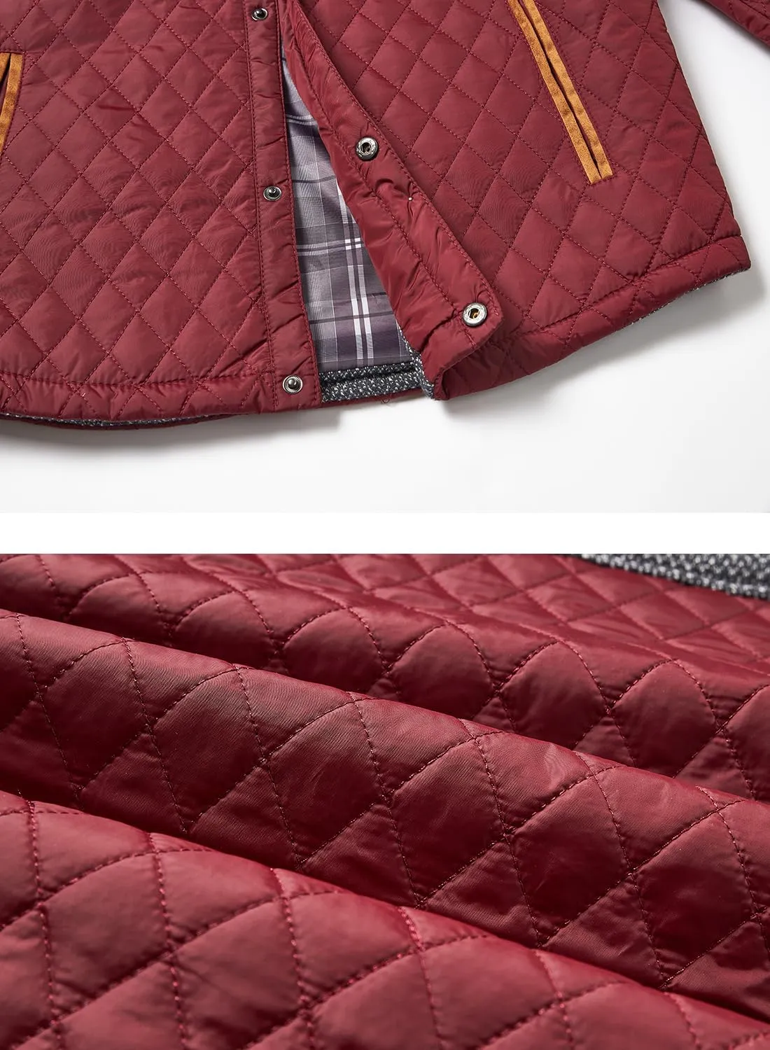 HOOD CREW Mens Quilted Down Jacket Autumn Winter Coat Lightweight Business Causal Shirt Jacket