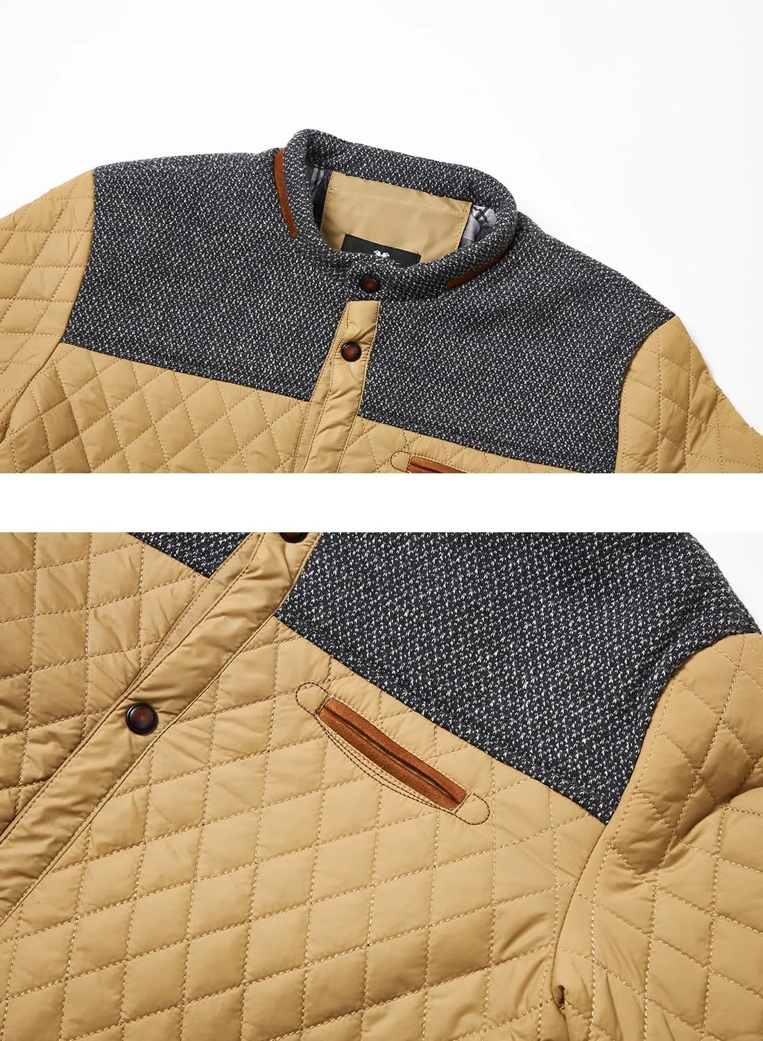 HOOD CREW Mens Quilted Down Jacket Autumn Winter Coat Lightweight Business Causal Shirt Jacket