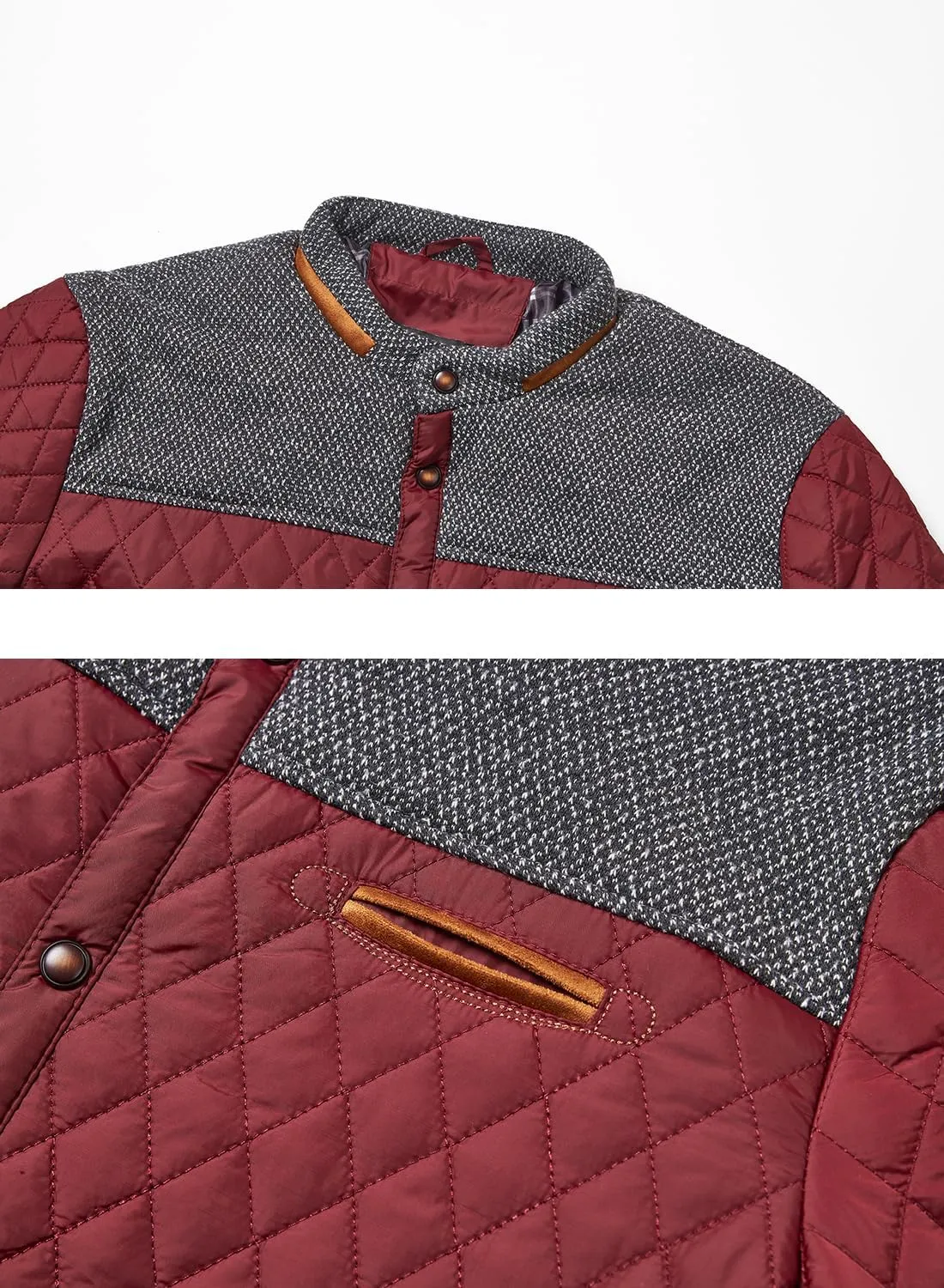 HOOD CREW Mens Quilted Down Jacket Autumn Winter Coat Lightweight Business Causal Shirt Jacket