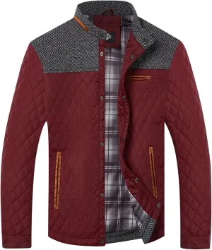 HOOD CREW Mens Quilted Down Jacket Autumn Winter Coat Lightweight Business Causal Shirt Jacket