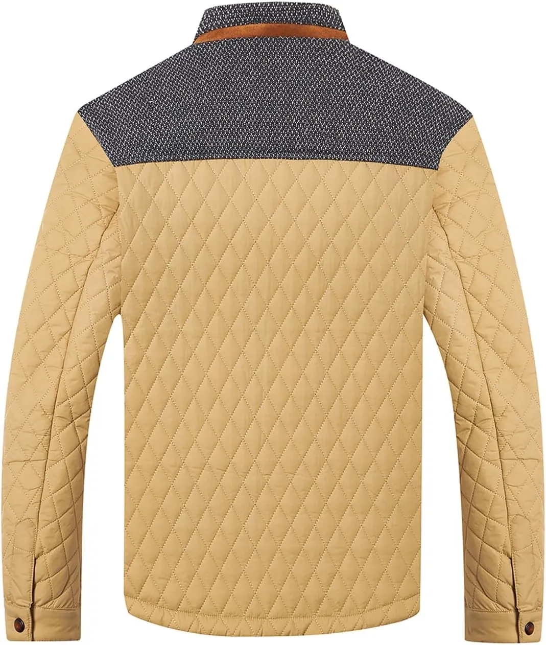 HOOD CREW Mens Quilted Down Jacket Autumn Winter Coat Lightweight Business Causal Shirt Jacket