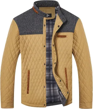 HOOD CREW Mens Quilted Down Jacket Autumn Winter Coat Lightweight Business Causal Shirt Jacket
