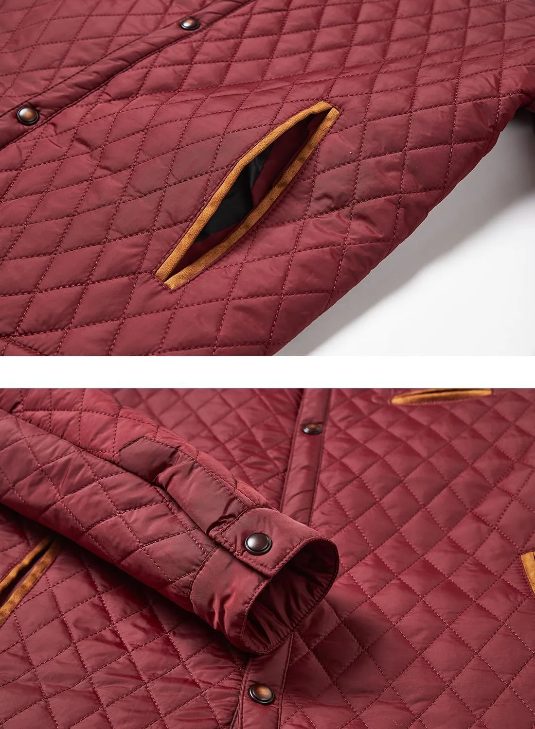 HOOD CREW Mens Quilted Down Jacket Autumn Winter Coat Lightweight Business Causal Shirt Jacket