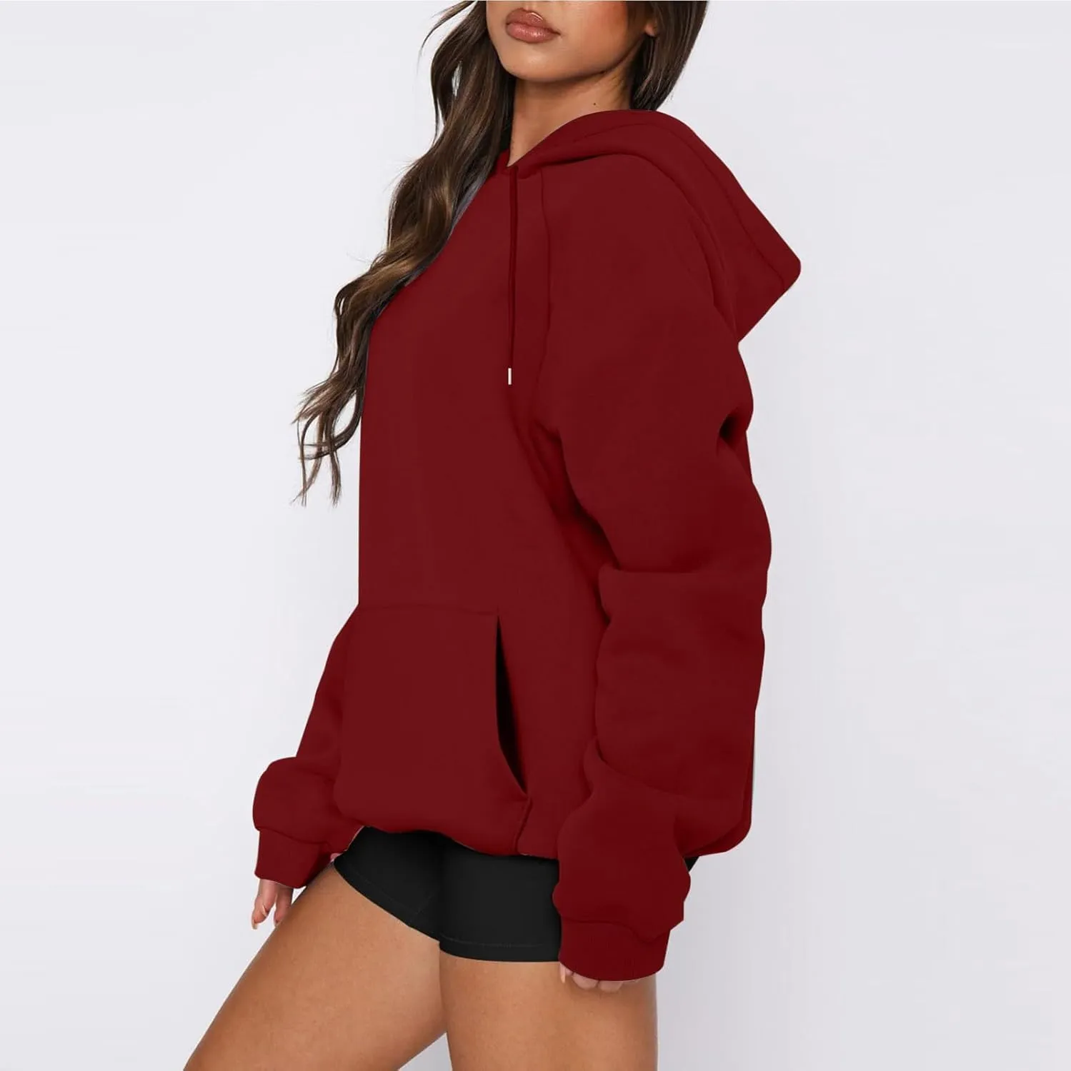 Hoodies for Women Comfy Fleece Oversized Sweatshirt Lightweight Drawstring Pullover Sweaters Cute Hoodie with Pocket