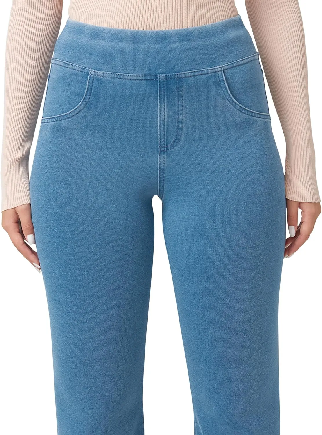 HUE Women's Super Soft Stretch High Rise Denim Leggings, No Side Seams