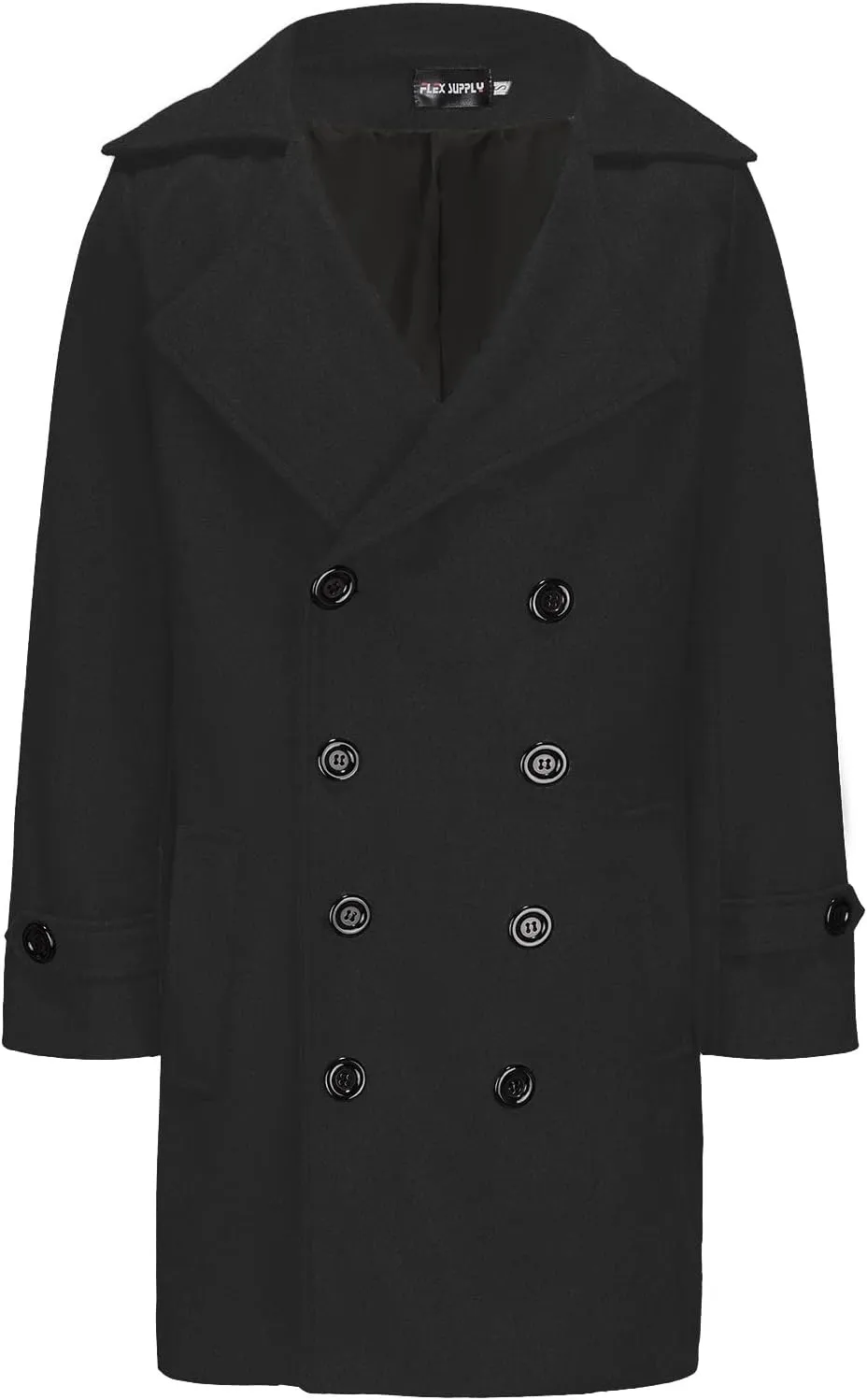 Hulpvktsgiq Men's Pea Coat Notched Collar Double Breasted Overcoat Warm Winter Trench Coat Cardigan Heavyweight Outerwear