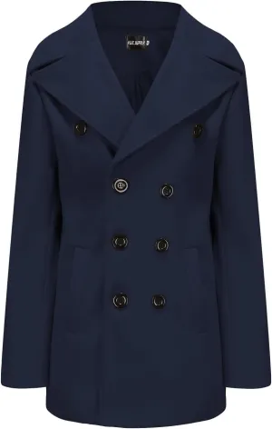Hulpvktsgiq Men's Pea Coat Notched Collar Double Breasted Overcoat Warm Winter Trench Coat Cardigan Heavyweight Outerwear