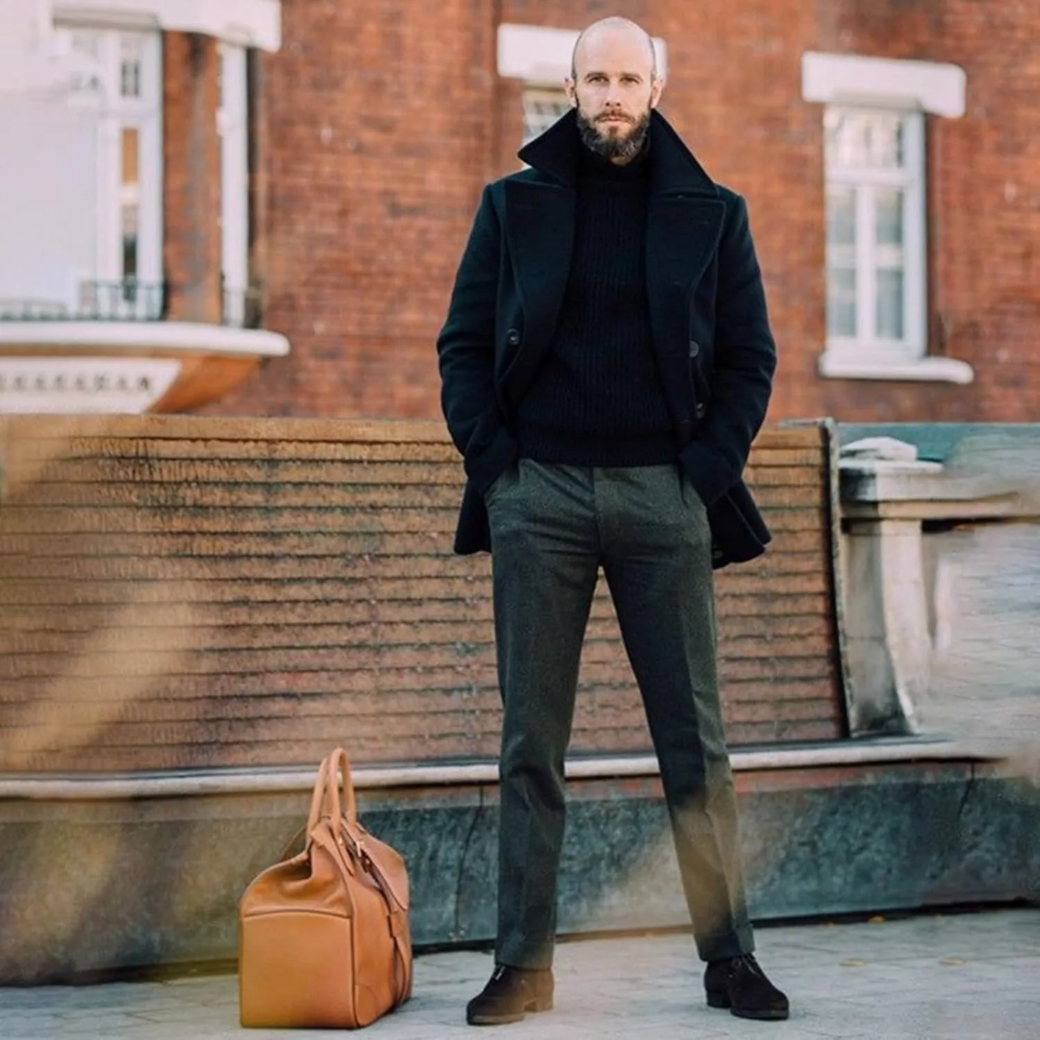 Hulpvktsgiq Men's Pea Coat Notched Collar Double Breasted Overcoat Warm Winter Trench Coat Cardigan Heavyweight Outerwear
