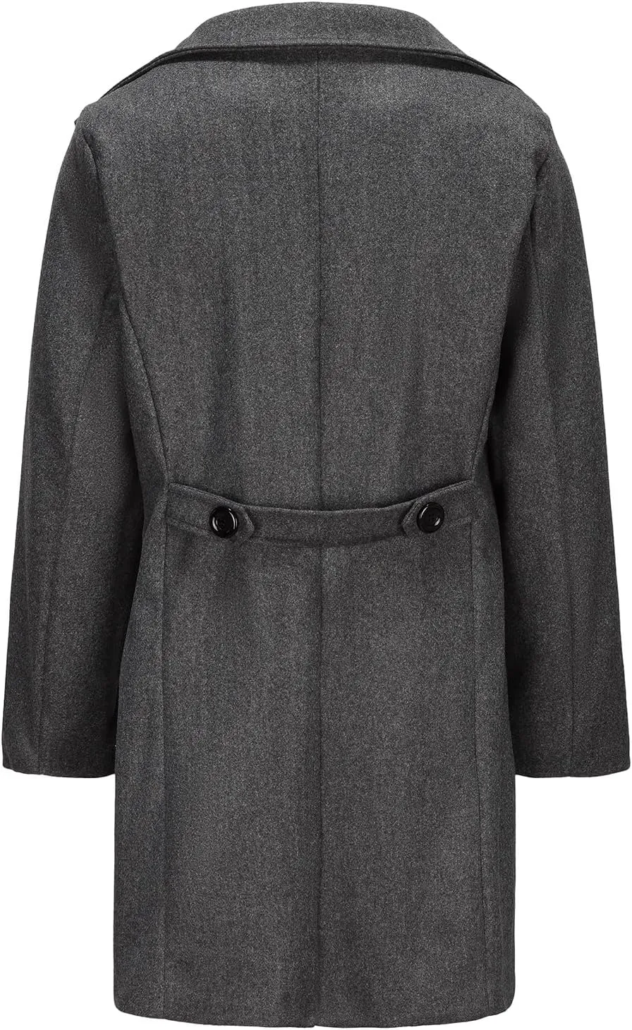 Hulpvktsgiq Men's Pea Coat Notched Collar Double Breasted Overcoat Warm Winter Trench Coat Cardigan Heavyweight Outerwear