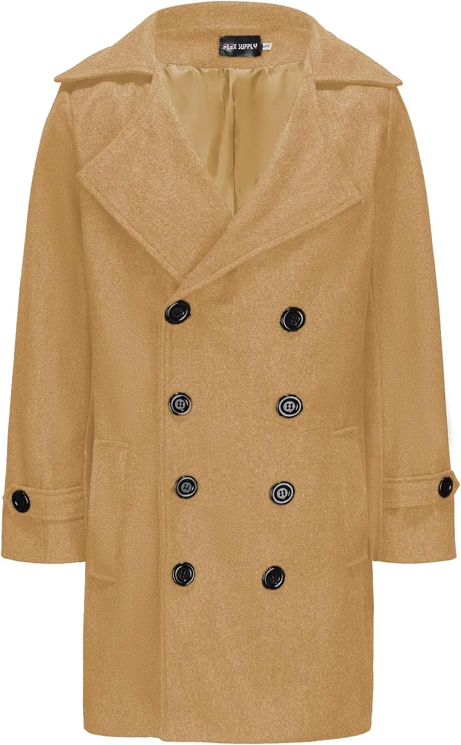 Hulpvktsgiq Men's Pea Coat Notched Collar Double Breasted Overcoat Warm Winter Trench Coat Cardigan Heavyweight Outerwear