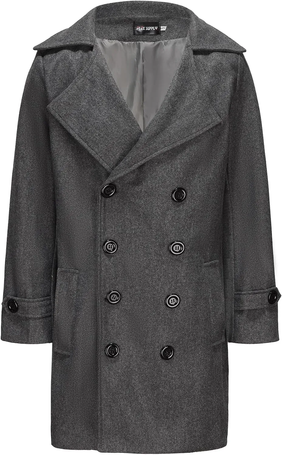 Hulpvktsgiq Men's Pea Coat Notched Collar Double Breasted Overcoat Warm Winter Trench Coat Cardigan Heavyweight Outerwear