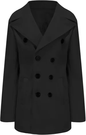 Hulpvktsgiq Men's Pea Coat Notched Collar Double Breasted Overcoat Warm Winter Trench Coat Cardigan Heavyweight Outerwear