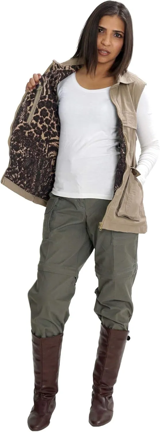 Hunting Safari Vest for Women, 100% Cotton, Utility Outerwear, Multi Pocket, for Hiking, Photography, Fishing