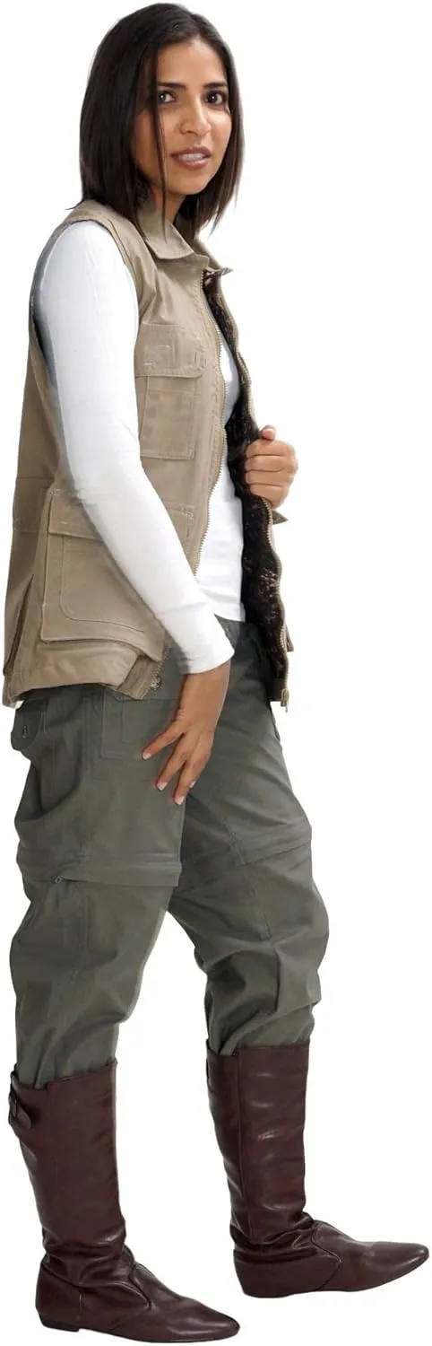Hunting Safari Vest for Women, 100% Cotton, Utility Outerwear, Multi Pocket, for Hiking, Photography, Fishing
