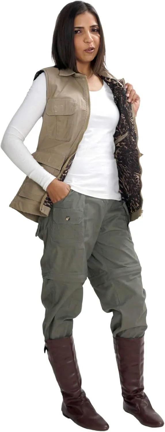 Hunting Safari Vest for Women, 100% Cotton, Utility Outerwear, Multi Pocket, for Hiking, Photography, Fishing
