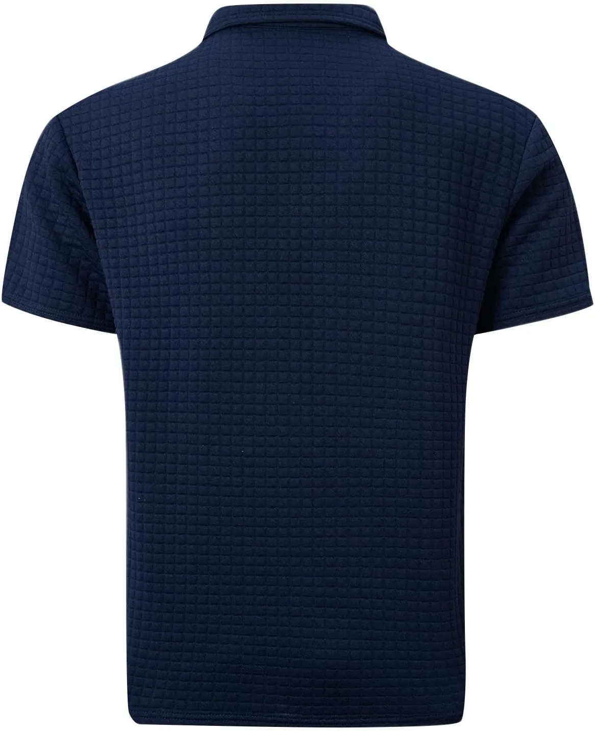 HXHYQKP Men's Short Sleeve Knit Polo Shirts Waffle Texture Knit Shirt Vintage Classic Business Button Polo Shirts