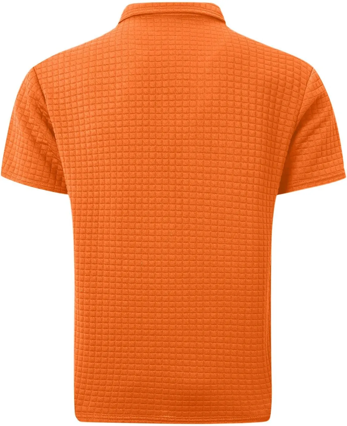 HXHYQKP Men's Short Sleeve Knit Polo Shirts Waffle Texture Knit Shirt Vintage Classic Business Button Polo Shirts
